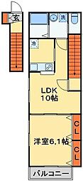ヴィヴレ・前原 1LDKの間取図画像