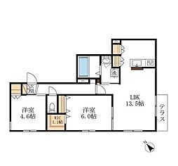 メゾン・ド・ロンジュ 1階2LDKの間取り
