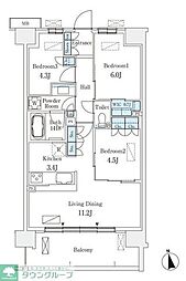 スカイグランデ津田沼 3LDKの間取図画像