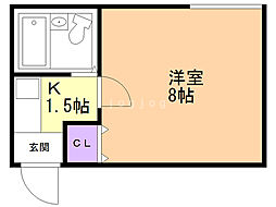 ピアコート前田 1Kの間取図画像