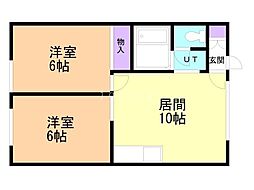 ラテルネ八軒 2LDKの間取図画像