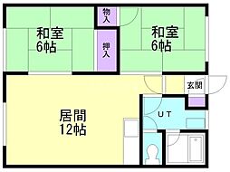 グリーンハイツA棟 2LDKの間取図画像