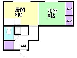 コーポ晶子館 1LDKの間取図画像