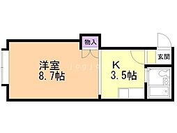 カルチェ・ラタン 1Kの間取図画像