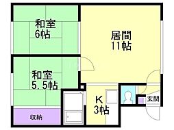 ファミリーレジデンス前田1-9 2LDKの間取図画像