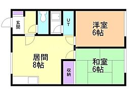 コーポスワン 2DKの間取図画像