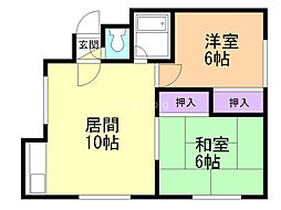 リバーサイドマンション 2LDKの間取図画像