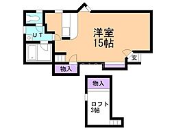 メゾネ山の手 ワンルームの間取図画像