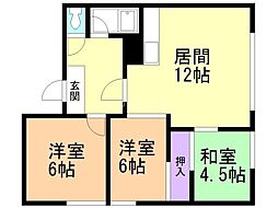 コーポ富士 3LDKの間取図画像