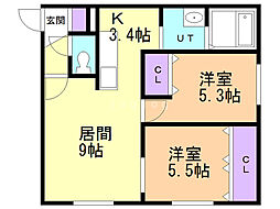 ラ・レーヴィア 2LDKの間取図画像
