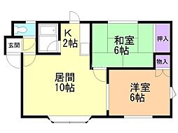 レジデンス発寒A 2LDKの間取図画像