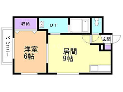 グランド昴 1DKの間取図画像