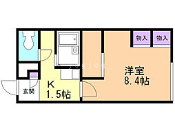 レオパレスエクセル 1Kの間取図画像