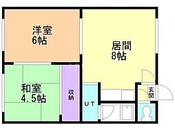 道下ハイツ 2LDKの間取図画像