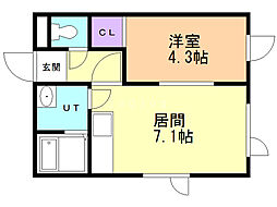 ウイングスクエア 1DKの間取図画像