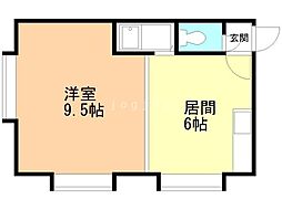 ルーブル新発寒 1DKの間取図画像