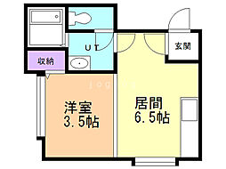フラットJ発寒南 1DKの間取図画像