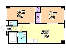 メゾンノーブル 2LDKの間取図画像