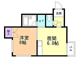 コンフォート発寒A棟 1DKの間取図画像