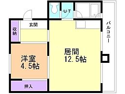 ビレッジハウス富丘3号棟 1LDKの間取図画像