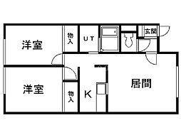 ルミエール八64西 2LDKの間取図画像