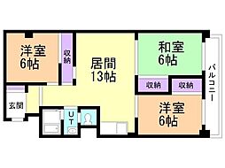 琴似マンション 3LDKの間取図画像