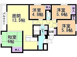 エメラルドグリーン宮の沢 4LDKの間取図画像