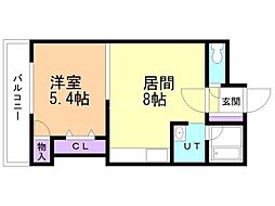 ベルマーレ八軒 1LDKの間取図画像