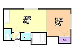 サンコート稲穂2 1DKの間取図画像