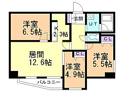 シャンティ発寒南 3LDKの間取図画像