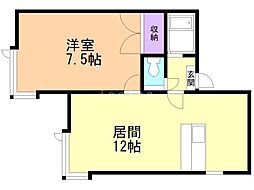 ソニア琴似 1LDKの間取図画像