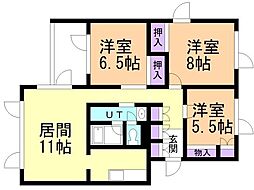 アルページュ手稲 3LDKの間取図画像
