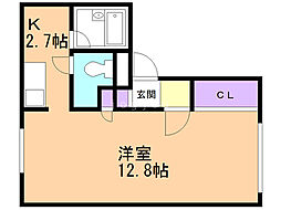 アンビシャス手稲 1Kの間取図画像