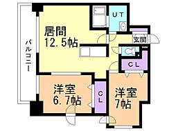 アルティ発寒 2LDKの間取図画像