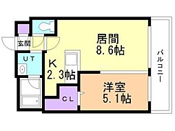 ZIZIUN 1LDKの間取図画像