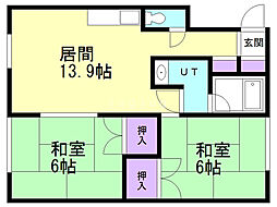 スカイハウス 2LDKの間取図画像