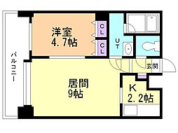 エーデルプラッツヤマノテ 1LDKの間取図画像