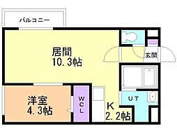 アンジュール発寒南 1LDKの間取図画像