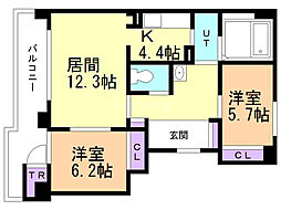 スターヒル富丘 2LDKの間取図画像