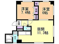 第2ロイヤルコート 2LDKの間取図画像