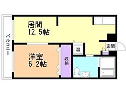 アップライズ平和 1LDKの間取図画像