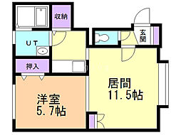 メゾン琴似 1LDKの間取図画像