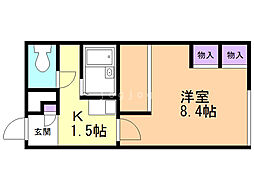 レオパレスルミエール 1Kの間取図画像