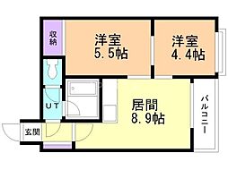 ラコートボヌール 2LDKの間取図画像
