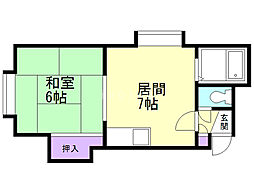 フロスティ発寒 1DKの間取図画像