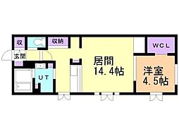 仮)ネコフィーノ・ルシエル 1LDKの間取図画像