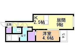 ピオネロ琴似 1LDKの間取図画像
