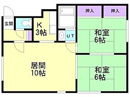 コーポみとり 2LDKの間取図画像