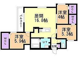 札幌市西区山の手三条2丁目マンション 3LDKの間取図画像