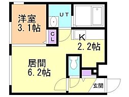 札幌市手稲区手稲本町二条5丁目マンション 1LDKの間取図画像